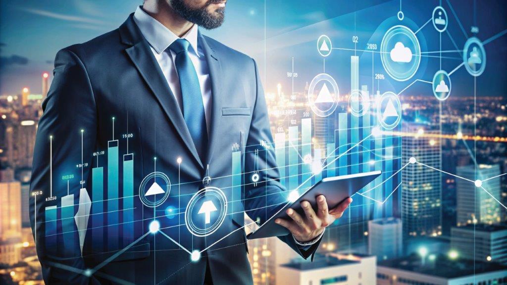 businessman-analyzing-data-tablet-cityscape-background