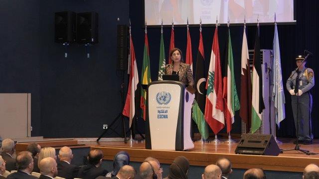 الأمينة التنفيذية للإسكوا، رولا دشتي، تلقي كلمة في افتتاح المنتدى العربي للتنمية المستدامة 2025
