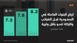نمو أرباح البنوك العاملة في السعودية في مايو بأضعف وتيرة خلال 8 أشهر نمو أرباح البنوك العاملة في السعودية في مايو بأضعف وتيرة خلال 8 أشهر