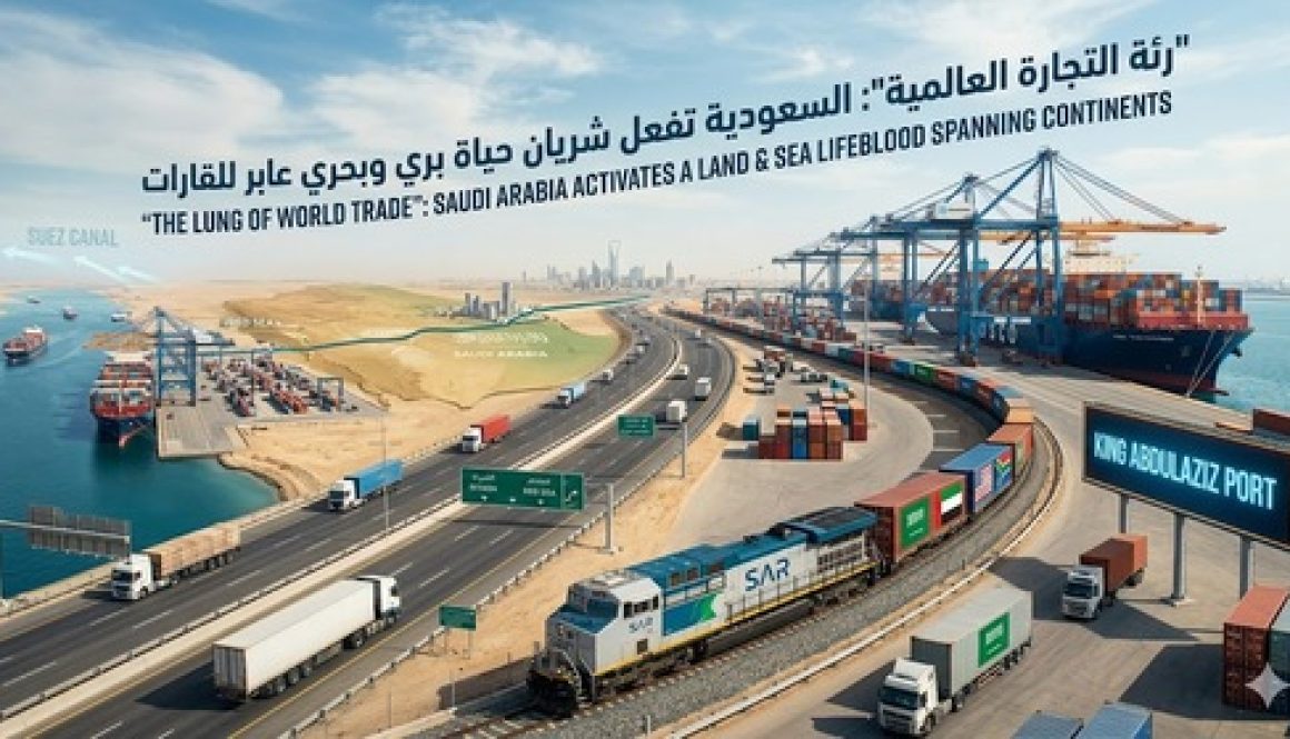 رئة التجارة العالمية السعودية تفعل شريان حياة بري وبحري عابر للقارات